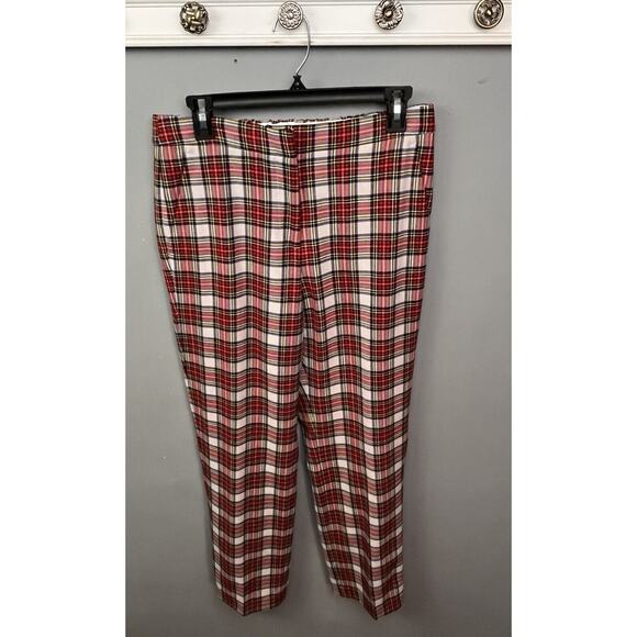 J. Crew Hayden Pants Womens 8T Red Tartan Plaid Cropped Academia Wool Preppy - Picture 1 of 11